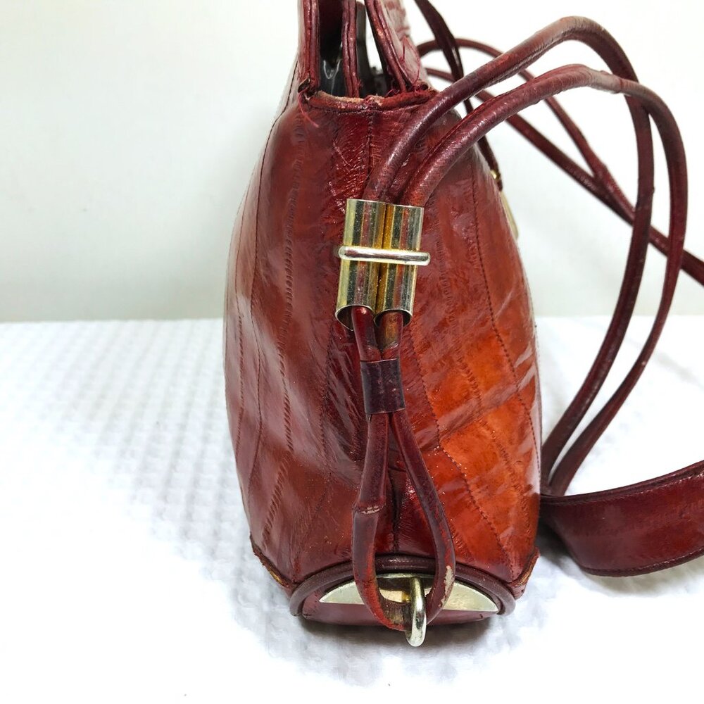Vintage Oxblood Eelskin Shoulder Bag Korea - Picture 6 of 16